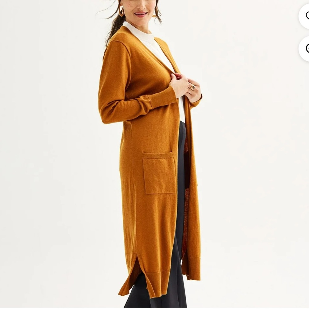 Women's Nine West Duster Cardigan Color: Deep Cognac Size: Large